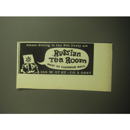 1958 Russian Tea Room Restaurant Ad - Where dining is the 8th lively art