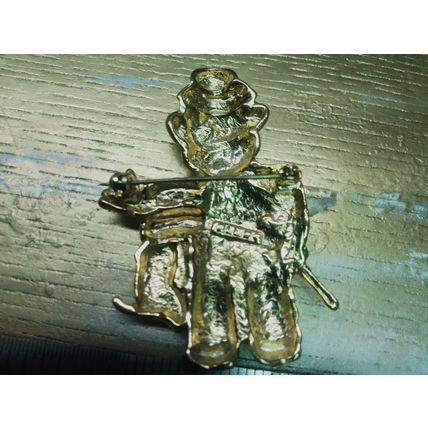 1980s Clown/Circus Brooch Pins Elleo 2.5" Gold Tone