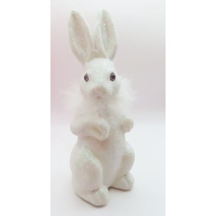 Glitter Bunnies Pink & White Ornament 21 CM Gift Home Decor Plastic Light Weight