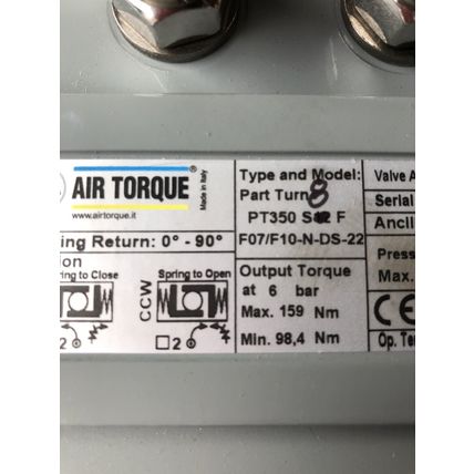 AIR-TORQUE PT350-S8 F,PT 350 S12 F PNEUMATIC VALVE ACTUATOR F07/F10-N-DS-22,AV