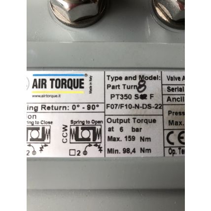 AIR-TORQUE PT350-S8 F,PT 350 S12 F PNEUMATIC VALVE ACTUATOR F07/F10-N-DS-22,HA