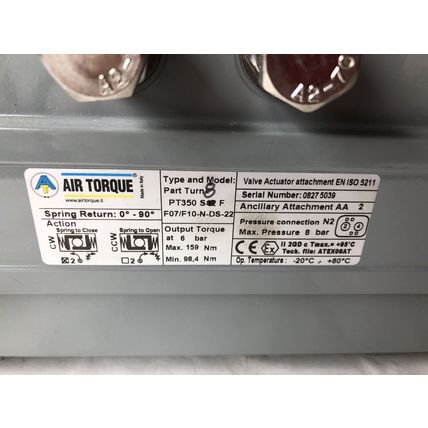 AIR-TORQUE PT350-S8 F,PT 350 S12 F PNEUMATIC VALVE ACTUATOR F07/F10-N-DS-22,AV