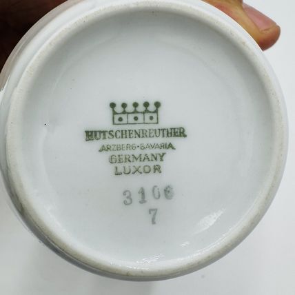 Hutschenreuter Luxor Germany Porcelain 3106 Creamer & Sugar White Gold Trim Rare