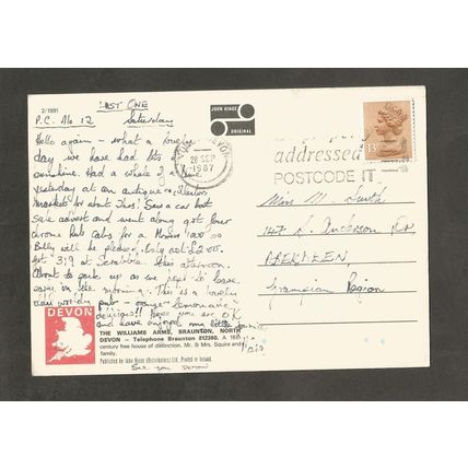 Postcard Devon Braunton John Hinde 2/1991 The Williams Arms