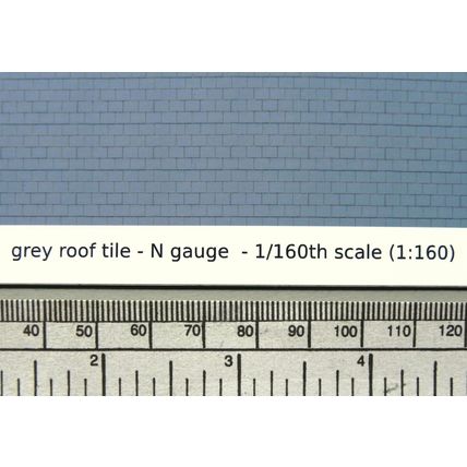 Sticker tuile grise pour toiture _ calibre N (échelle 1:160) - Feuille A4 297x21