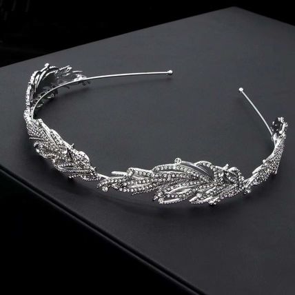 Head Band Headband Hoop headpiece Women Silver Crystal Leaf Feather Party Hair