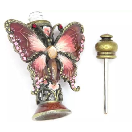 Pink Butterfly Perfume Bottle with Diamante Detail 7 CM Scent Gift Home Decor