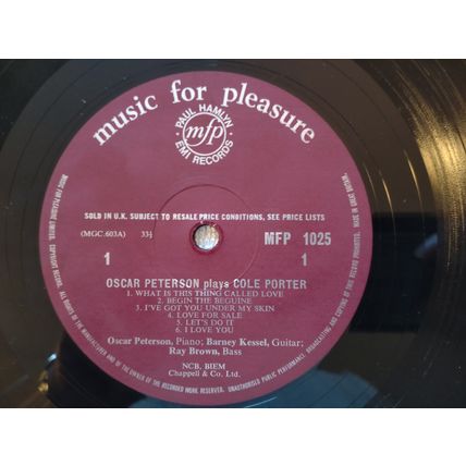OSCAR PETERSON – PLAYS COLE PORTER - 12" ALBUM