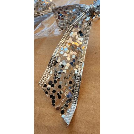 Lot of 17 4" X 4" Shapeable Silver Sparkle Ribbons for Crafts Decor Presents