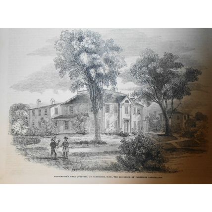1852 Washington's Headquarters + Longfellow - 2 prints & story - Gleason's