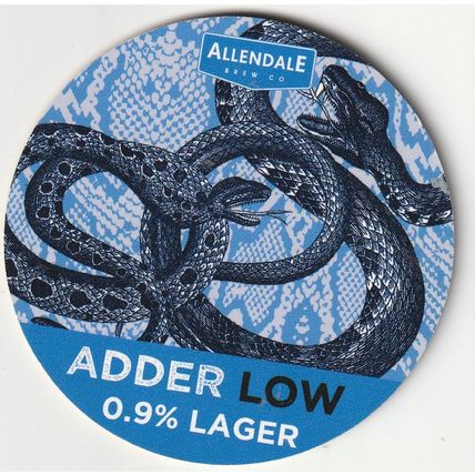 UNUSED KEG CLIP FRONT - ALLENDALE BREWERY - ADDER LOW LAGER