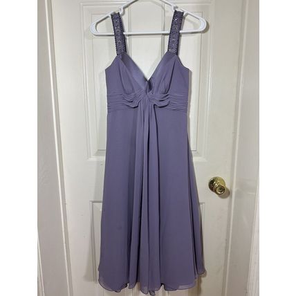 David's Bridal Lavender Bridesmaid, Prom, Homecoming Dress Sequin Straps Stained