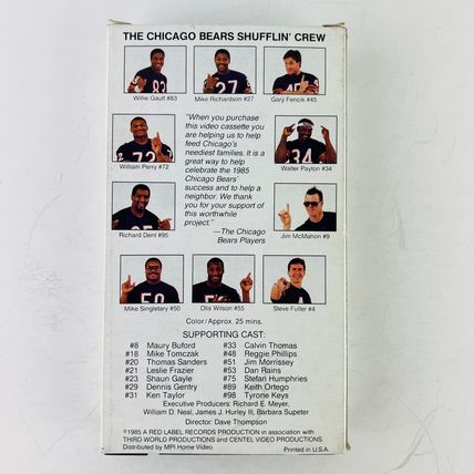 Chicago Bears The Super Bowl Shuffle VHS Tape 1985