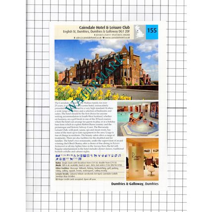 Cairndale Hotel Dumfries Scotland / Blackaddie Hotel Sanquar -2011 Advert