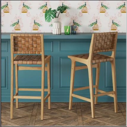 Ceylon 29" Barstool -(Brown/Natural Wood)-Woven - Threshold™: Rubberwood Frame