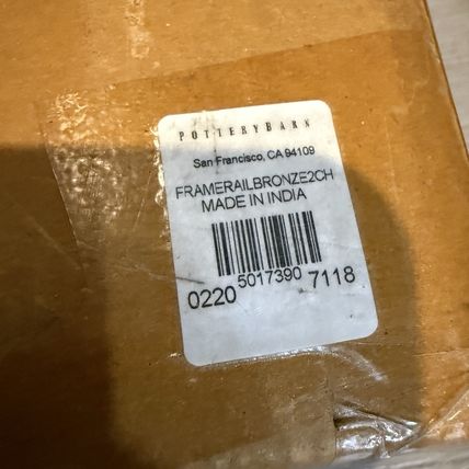 Pottery Barn Hanging Picture Frame Rail Wood & Bronze 2 Chain New Boxed