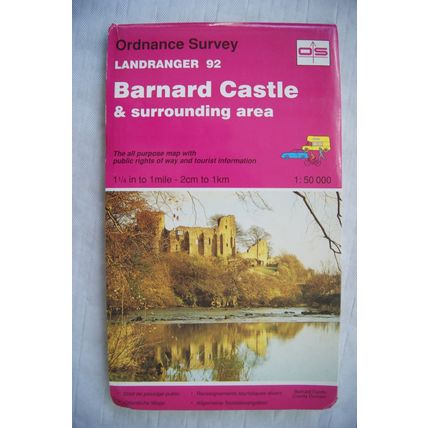 1984 OS Landranger map Sheet 92 Barnard Castle & surrounding area second series