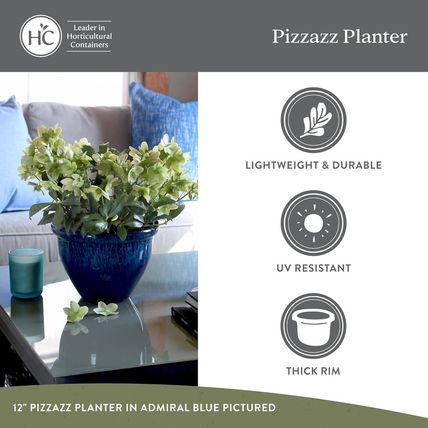 The HC Companies Pizzazz Decorative round Flower Pots W/Ceramic Look - Uv-Resist