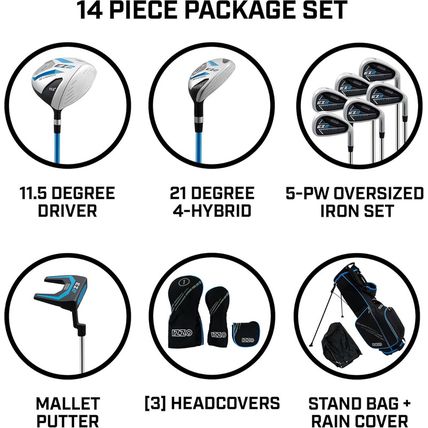 Izzo Golf EZ2 14 Piece Mens Right Hand Golf Club Set with Golf Bag - 14 Piece Co