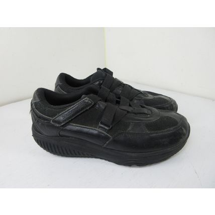Skechers Shape-Ups Black Hydro Leather Toning Rocker Sole Shoes Sist 7 US Women