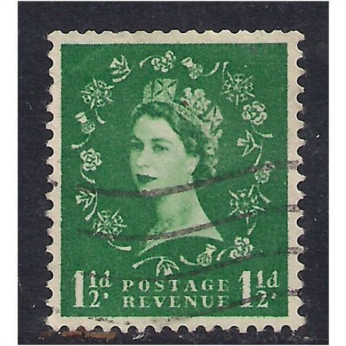 GB 1952 QE2 1 1/2d Green Wilding wmk 153 SG 517. (M809 )