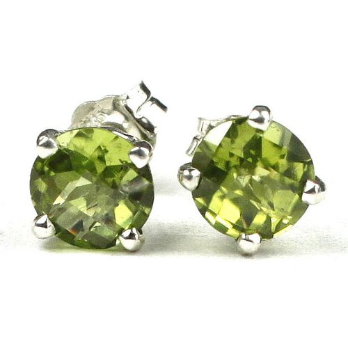 Peridot, 925 Sterling Silver Post Earrings, SE012