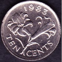 1983 Bermuda 10 Cents Coin