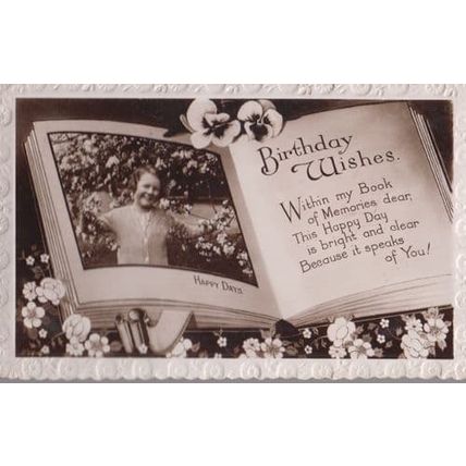 Happy Birthday Arms Stuck Tangled Up In A Flower Bush Antique Greetings Postcard