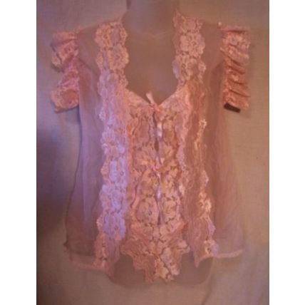 Vintage 60s 70s Alana Gale 2 Pc Lacy Teddy Bodysuit and Bed Jacket Size Small