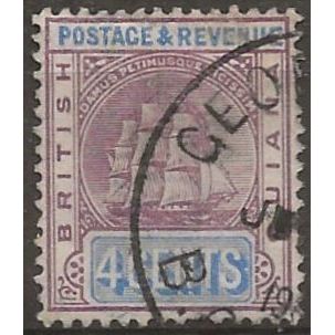 British Guiana 1889 SG195 4c Dull Purple & Ultramarinee Wmk Crown CA Fine Used .
