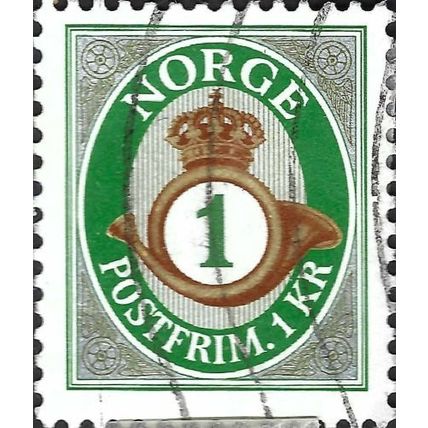 NORWAY, Posthorn postfrim, green & gold 2001, 1kr, #2