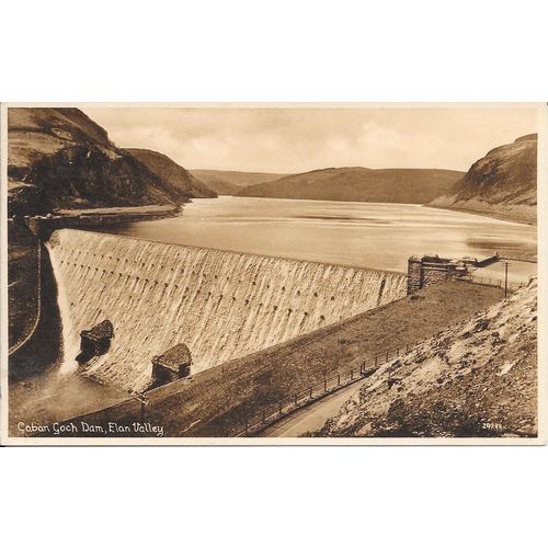 NICE PRINTED POSTCARD OF CABAN COCH DAM ELAN VALLEY RADNORSHIRE WALES (1127)
