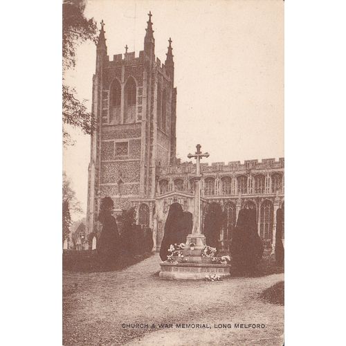 Church & War Memorial Long Melford Suffolk Postcard (Suf72718)