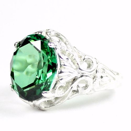 Russian Nanocrystal Emerald, 925 Sterling Silver Ring, SR114