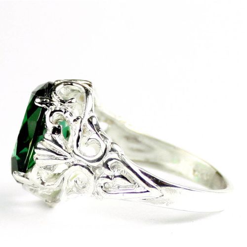 Russian Nanocrystal Emerald, 925 Sterling Silver Ring, SR114