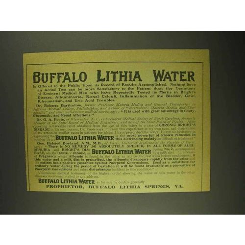 1903 Buffalo Lithia Water Ad - Offered to the Public