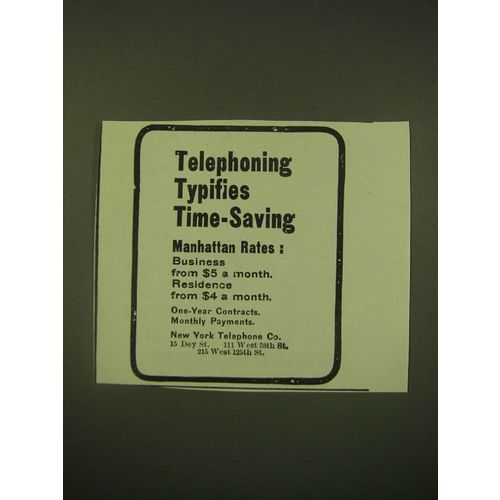 1902 New York Telephone Co. Ad - Telephoning typifies time-saving