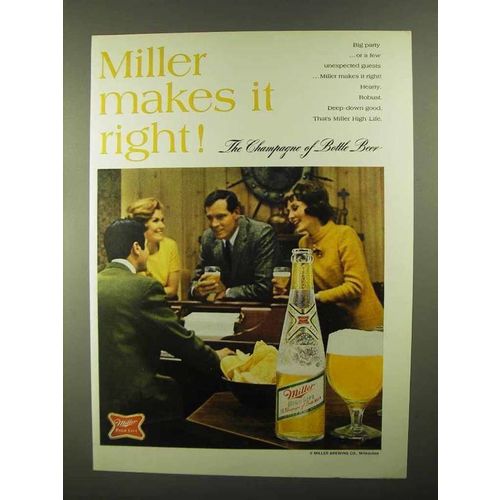 1968 Miller Beer Ad - Makes It Right