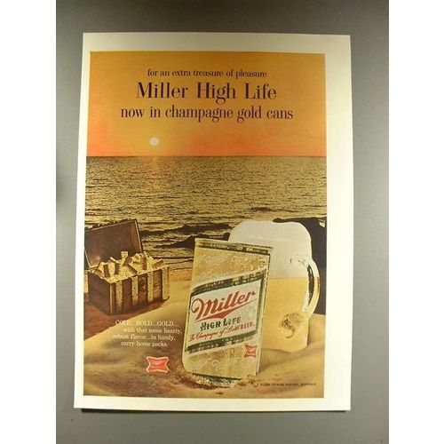 1968 Miller High Life Beer Ad - Champagne Gold Cans