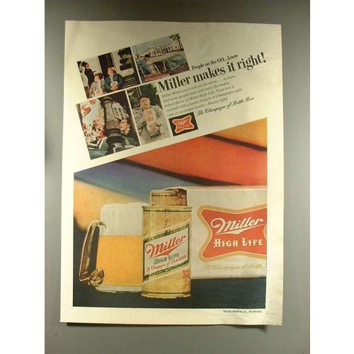 1968 Miller High Life Beer Ad - Makes it Right
