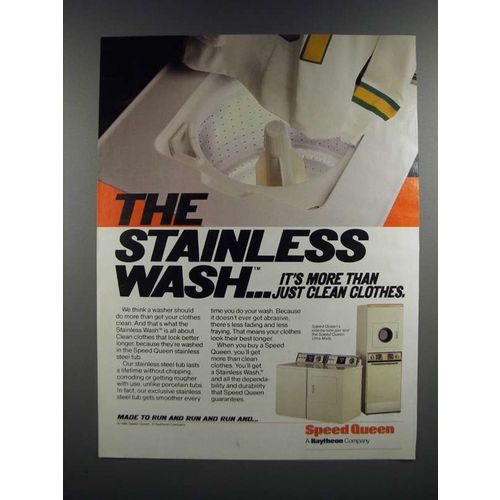 1986 Speed Queen Side-by-side and Qultra-Mate Washer and Dryer Ad