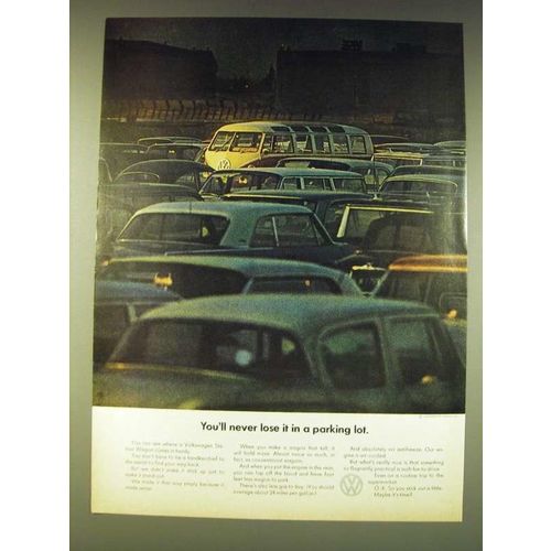 1964 Volkswagen VW Bus Ad - You'll never lose it in a parking lot