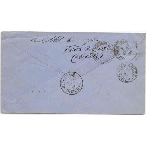 Chile Postal Sta. 1896, cancel Krakow, Germany, Columbus