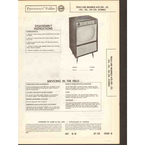 TRAV-LER model 621-2x TV television receiver Sams Photofact manual