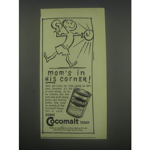 1950 Cocomalt Malted Food Drink Ad - Mom's in his corner