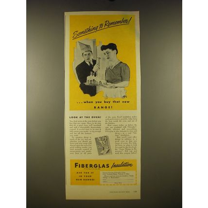 1945 Fiberglas Insulation Ad - Something to remember! When you buy