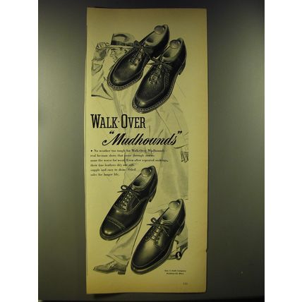 1946 Walk-Over Mudhounds Shoes Ad - Walk-Over Mudhounds