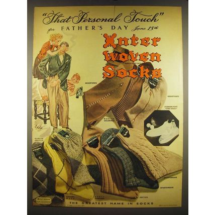 1941 Interwoven Socks Ad - That personal touch for father's day