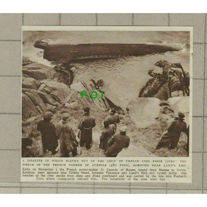 C2434) French Tanker ST GUENOLE Wreck Aground Near Land's End - 1948 Clip