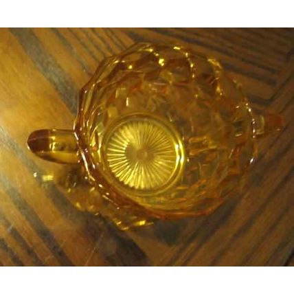 JEANETTE INDIANA CUBED CUBIC CLEAR YELLOW PRESSED GLASS SUGAR BOWL